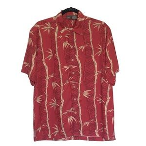 Folio New York Hawaiian Bamboo Print Silk Short Sleeve Shirt Sz S
